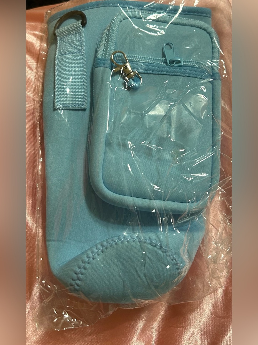 Compact Blue Travel Pouch Bag - Lightweight Crossbody Water Bottle Carrier
